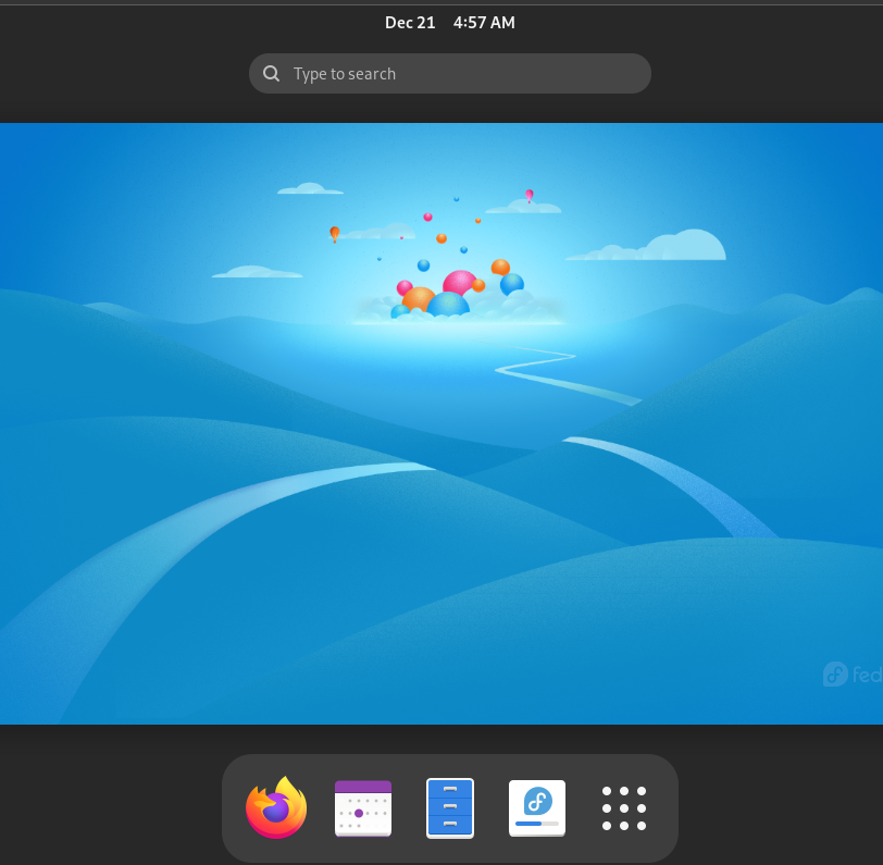 Fedora is successfully installed on VMware