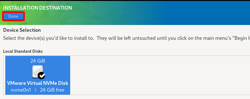 Select the drive and click on Done button.