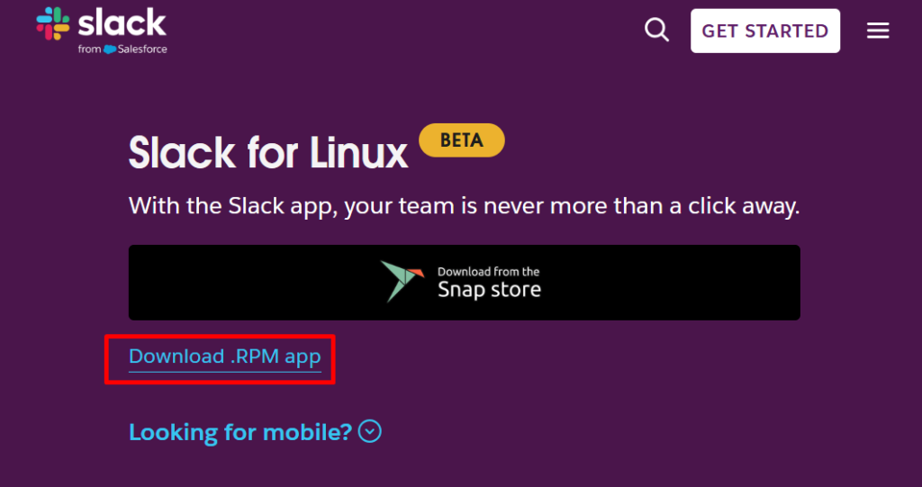 Download slack .rmp File in LinuxMint