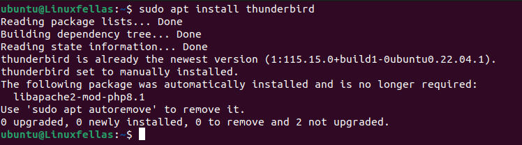 Install Thunderbird Using apt Command