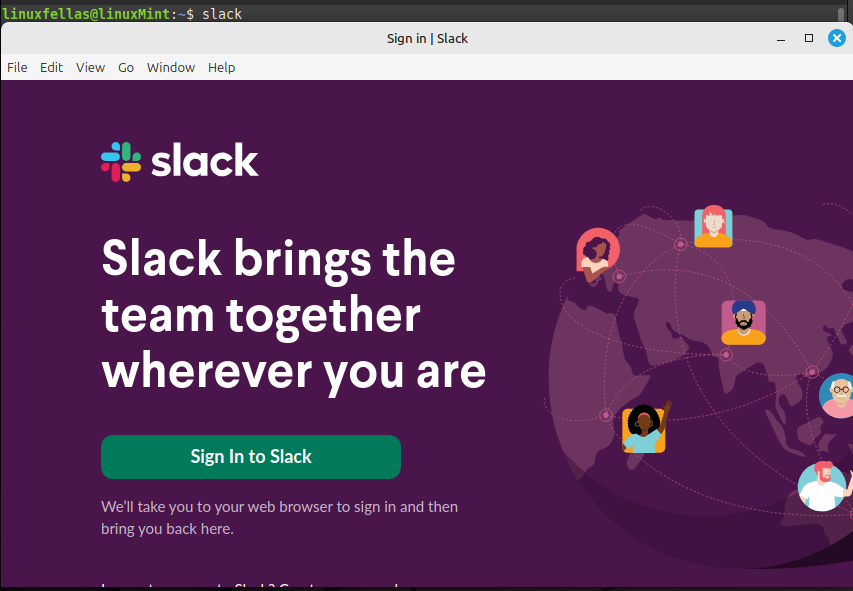 Launch Slack in LinuxMint
