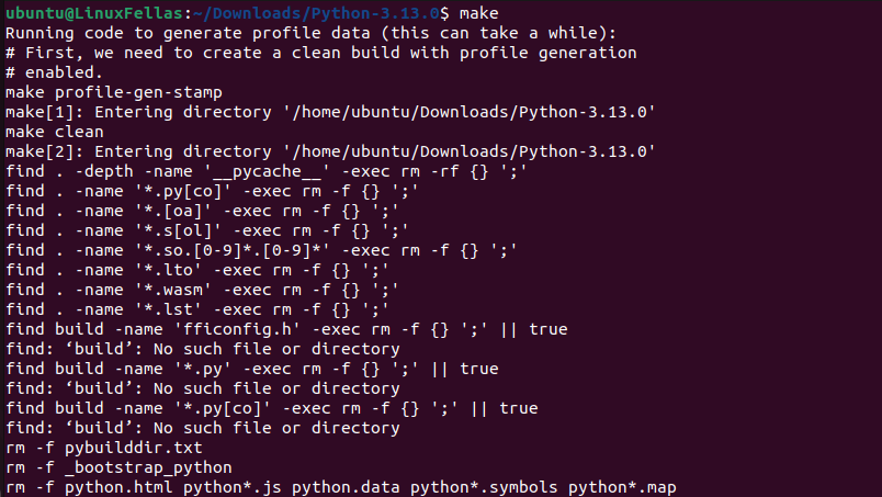 Run Make Command to compile Python 3 in Ubuntu