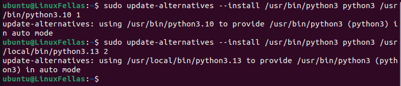 Execute Update Alternatives Command To Change Default Version