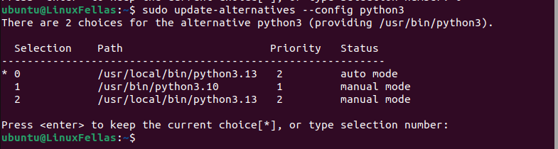 Excute Update Alternatives Command With Config Option