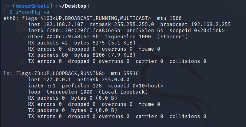Check IP with info of both active and inactive network interfaces